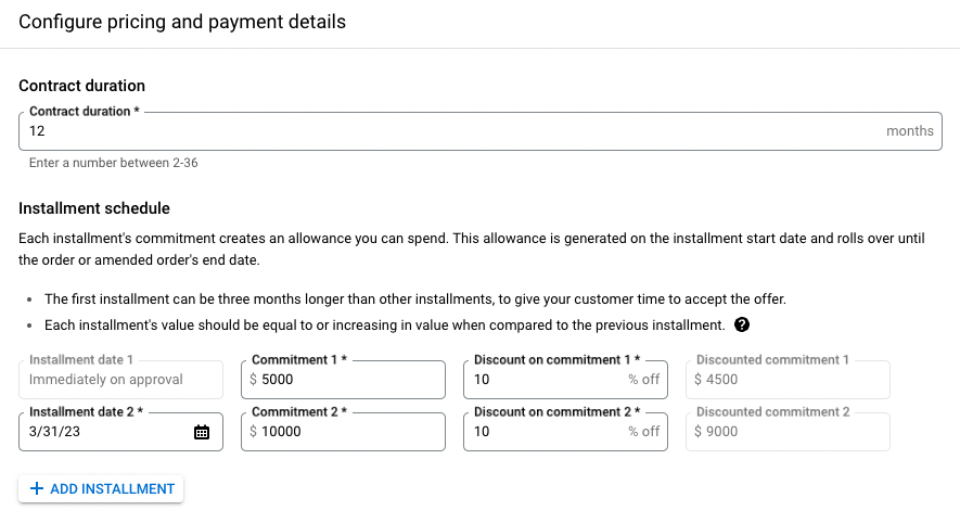 Commit discount with additional usage at list price