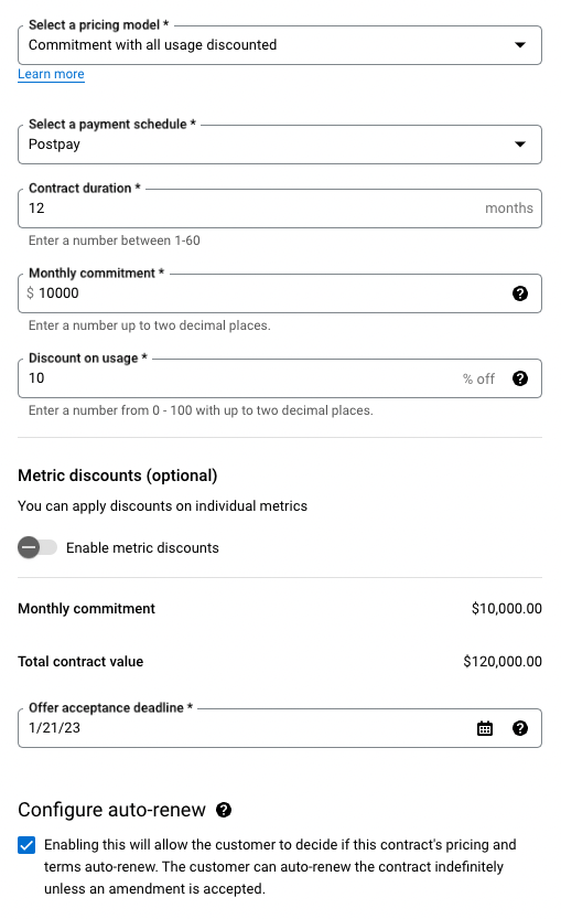 Monthly commitment